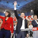 Veracruz, Rubalcaba y Saura, en el acto de precampaña celebrado ayer en Murcia