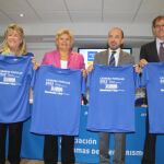 En la imagen la edil de Moratalaz Begoña Larraínzar, la presidenta de la AVT, Ángeles Pedraza, el vicealcalde de Madrid, Miguel Ángel Villanueva y el senador del PP por Soria y dos veces campeón del maratón, Abel Antón, durante la presentación