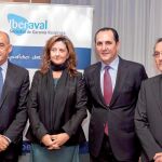 De izquierda a derecha, José María Ayala, Begoña Hernández, José Rolando Álvarez y Ginés Clemente, tras la firma del acuerdo alcanzado ayer por el ICO e Iberaval