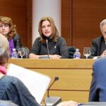 La vicepresidenta del Consell, Paula Sánchez de León, durante la presentación del anteproyecto de ley de RTVV ayer en Les Corts
