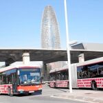 En la imagen, la plaza de las Glòries por donde discurren las nuevas líneas V21 y H12 de la nueva red ortogonal