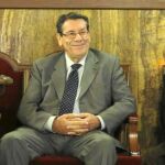El ex alcalde junto a su abogado, Vicente Grima, en la última sesión del juicio