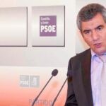 Julio Villarrubia durante la rueda de prensa tras presidir la Comisión Ejecutiva socialista