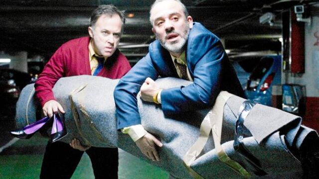De izda. a dcha., Luis Bermejo y Javier Gutiérrez, en la obra