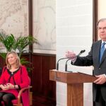 El presidente Juan Vicente Herrera durante la presentación de los Presupuestos. Al fondo, Pilar del Olmo y José Baeta