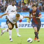 Leo Messi apenas jugó 45 minutos ante el Manchester United