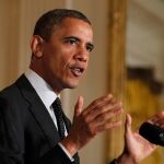 Obama en su primera comparecencia en la Casablanca tras su reelección. nca, 9 noviembre 2012