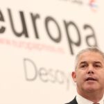 El ministro británico para el Brexit, Stephen Barclay hoy en Madrid/EP
