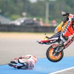 Márquez, tras su caída: "Me quedé sin respiración y me asusté un poco"