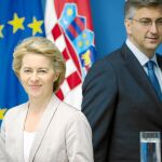Von der Leyen, la futura presidenta de la Comisión, ayer en Zagreb para negociar la composición del Ejecutivo comunitario