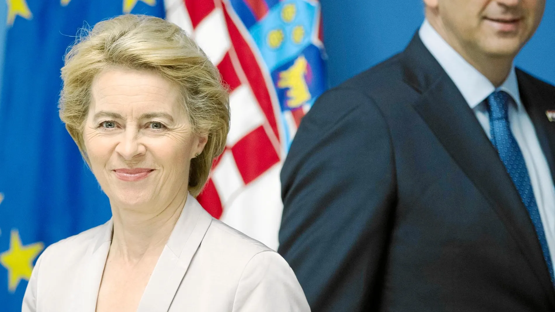Von der Leyen, la futura presidenta de la Comisión, ayer en Zagreb para negociar la composición del Ejecutivo comunitario
