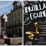 Localidad de Echarri Aranaz y cartel del "Día del Inútil"