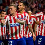 Los jugadores del Atlético celebran uno de sus goles