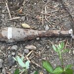 La pieza encontrada es un proyectil de mortero, entero pero muy oxidado y deteriorado