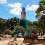 Los operarios trabajando en las obras de Plaza de España, en imagen de archivo