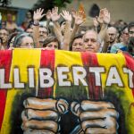 Concentración independentista el pasado lunes en Sabadell en protesta por la detención de los nueve integrantes de los Comités de Defensa de la República (CDR)