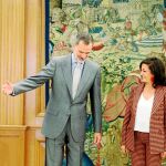 Felipe VI recibió ayer en el palacio de la Zarzuela a la nueva presidenta de La Rioja, Concha Andreu