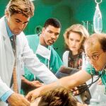 De izda. a dcha., George Clooney, Eriq La Salle, Sherry Stringfield y Anthony Edwards. Foto: ABC