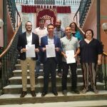 PSOE y Unidas Podemso tras rubricar el pacto de investidura de Santiago Cabañero como presidente de la Diputación de Albacete / Foto: Ep