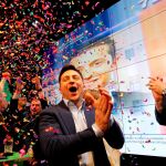 Vladimir Zelenski, presidente de Ucrania, celebra la victoria en las elecciones legislativas/EFE