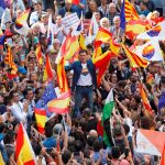 El presidente de Ciudadanos, Albert Rivera, durante el acto ‘’¡Basta Ya! Justicia y Convivencia’’ en la plaza de Sant Jaume de Barcelona.