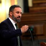 El presidente de Vox, Santiago Abascal, este jueves ante el Pleno del Congreso/efe