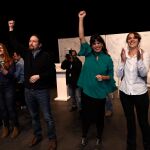Pablo Iglesias y Teresa Rodríguez, junto a Susana Serrano y Noelia Vera / Foto: Ke-Imagen