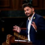El portavoz de ERC, Gabriel Rufián, hoy en el Congreso