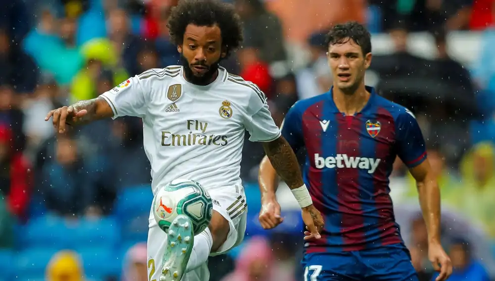 Marcelo, en un momento del partido del Real Madrid ante el Levante