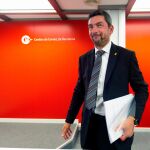 El nuevo presidente de la Cámara de Comercio de Barcelona, Joan Canadell, durante la rueda de prensa en la que ha presentado un estudio monográfico comparativo entre la inversión extranjera directa en Cataluña en comparación con la Comunidad de Madrid y el resto del estado a lo largo del periodo 2003-2017.