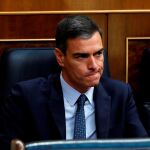 Pedro Sánchez durante la votación para investirle como presidente de Gobierno