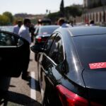 Manifestación de VTC, de Uber y Cabify en Madrid, en octubre de 2019