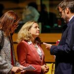 Nadia Calviño, ayer, al comienzo del Eurogrupo