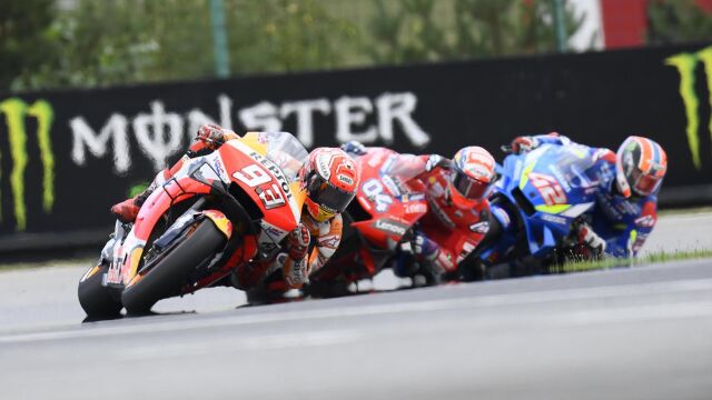 Márquez, Dovizioso y Rins, en Brno