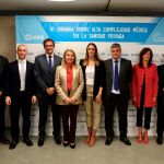De izquierda a derecha: Pedro Lara, Francesco Zanetti, Pedro Llinás, Cristina Contel, Elsa González, Ricardo García, Pilar Gómez Palencia y Joel Joshi Otero | Cristina Bejarano