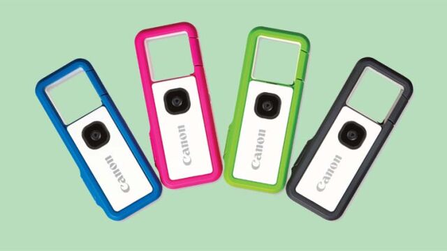 En cuatro divertidos colores, esta ligera cámara graba vídeo Full HD a 1080p hasta 60fps en la tarjeta microSD.