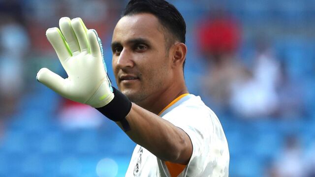 Keylor Navas, en un calentamiento con el Real Madrid
