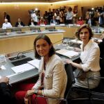 La ministra de Industria, Reyes Maroto, en la reunión de hoy