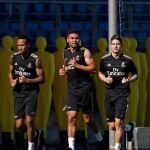 James, en el entrenamiento del Real Madrid