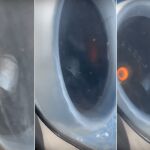 Las imágenes colgadas por los internautas muestran el motor ardiendo