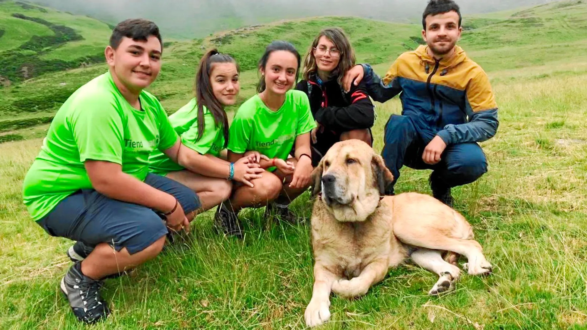 Los jóvenes disfrutan de la expedición con mastines
