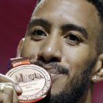 Orlando Ortega, con su medalla de bronce
