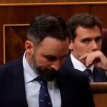 Albert Rivera mira a Santiago Abascal en una sesión del Congreso