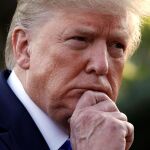 Donald Trump, presidente de EE UU, hoy, durante una rueda de prensa en Washington