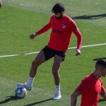 Diego Costa, en un entrenamiento con el Atlético