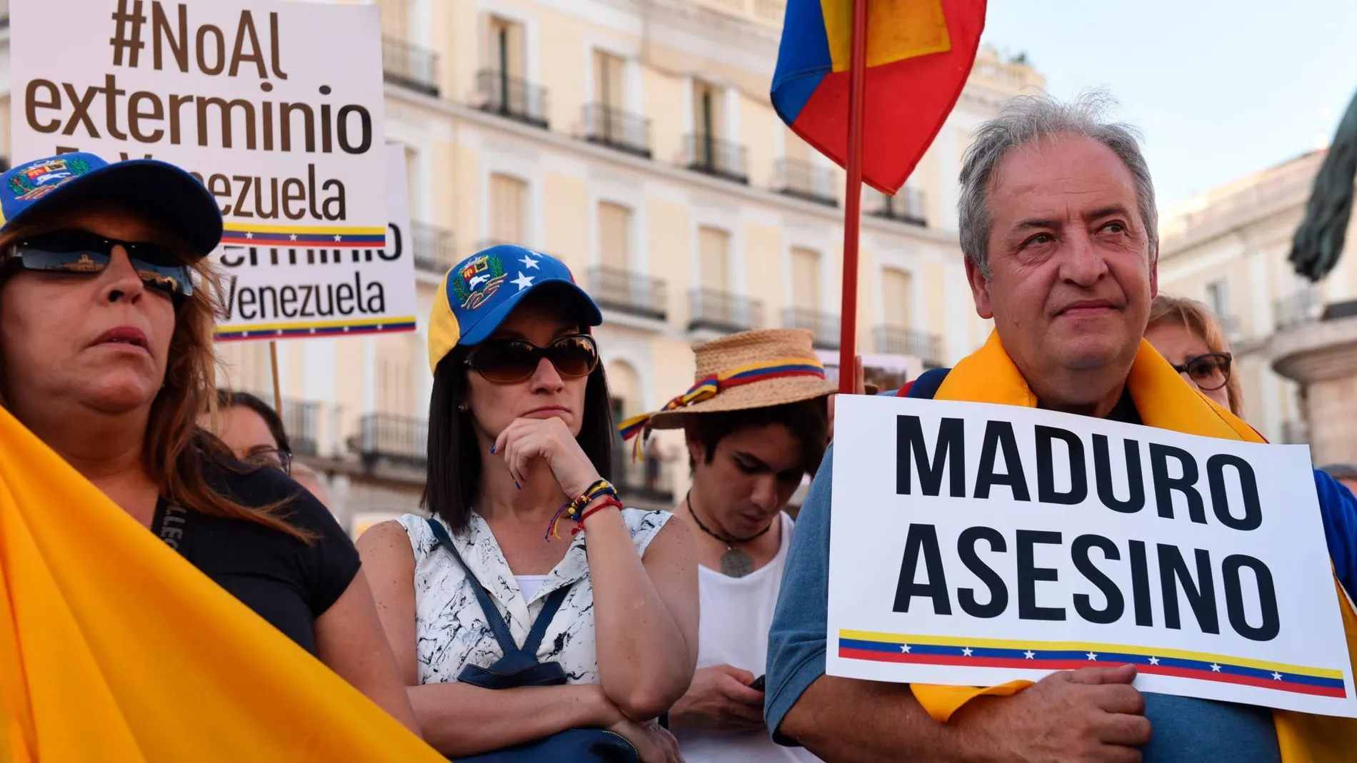 Imagen de la protesta del lunes en la Puerta del Sol, en Madrid contra Nicolás Maduro/ Europa Press