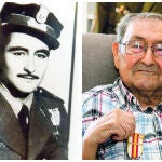 El entonces sargento Moncadas en 1958 (izquierda) y en 2019 (derecha) con la Medalla Militar individual