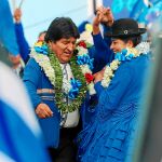 El ex líder cocalero, Evo Morales, en un acto del cierre de la campaña electoral para un cuarto mandato