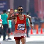 Bragado llega a la meta de la prueba de marcha de 50 km en el Mundial de Atletismo IAAF Doha 2019 | EFE