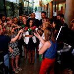 La presidenta de Vox en la Comunidad de Madrid Rocío Monasterio, realiza declaraciones a los medios de comunicación este mediodía en la Asamblea de Madrid